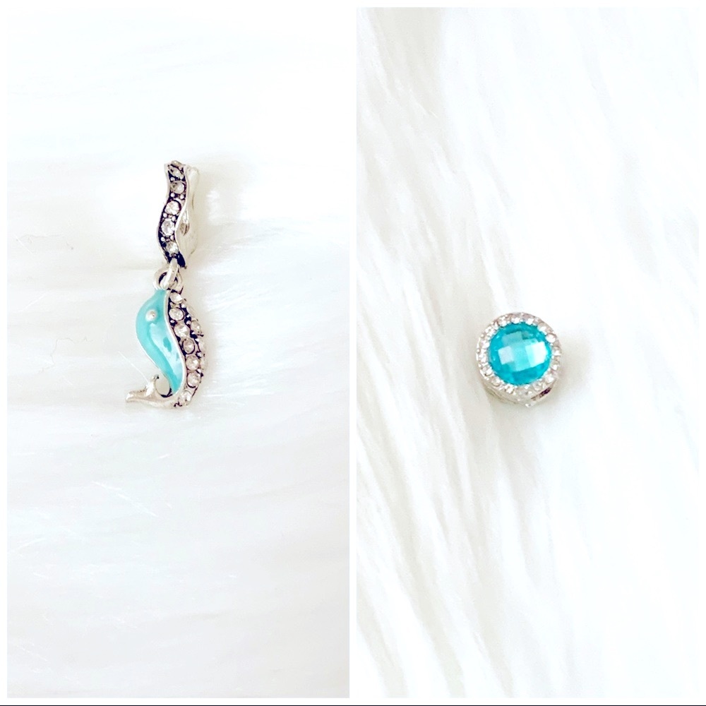 Blue Whale Silver Bead Blue Gemstone Bead